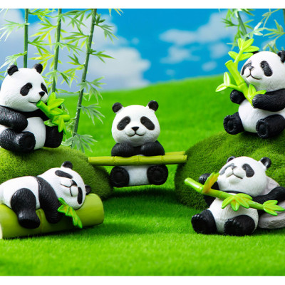 Mô Hình Gấu Trúc Mimi Bộ 8 Trang Trí Decord Ô tô Bánh Kem Tiểu Cảnh_ Hàng chính hãng