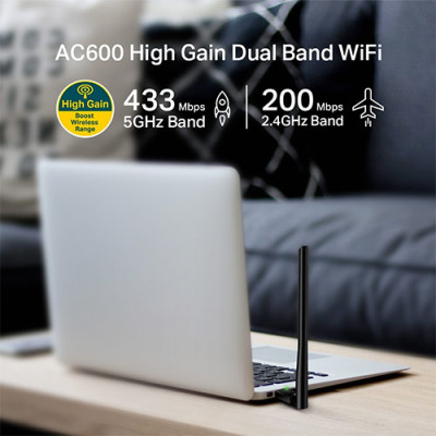 USB Wifi AC600 TP-Link băng tần kép Archer T2U Plus - Hàng chính hãng
