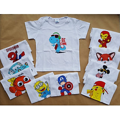 (8-19kg) ÁO CÀI VAI NGẮN TAY COTTON TRẮNG IN - BIBO KIM THU