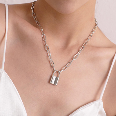 Dây chuyền vòng cổ ổ khóa cá tính unisex