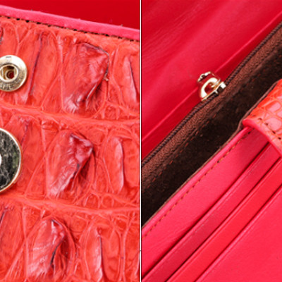 Ví Nữ Da Cá Sấu 3 Gấp Gai Huy Hoàng HT3290 (19 x 10.5 cm) - Đỏ