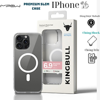 Ốp lưng trong suốt siêu mỏng sạc từ tính MIPOW MAG-SAFE PREMIUM SLIM CASE cho iPhone 16 Promax/ 16 Pro/ 16 Plus/ iphone 16_ Hàng chính hãng