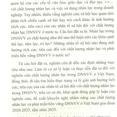 Nhân Tố Xã Hội Ảnh Hưởng Đến Chất Lượng Nhân Lực Và Hướng Giải Pháp Phát Triển Bền Vững Doanh Nghiệp Nhỏ Và Vừa Ở Việt Nam Hiện Nay