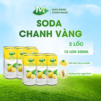 [Combo 12 lon 320ml] Soda Chanh VàngTVT - Nước cốt chanh vàng tự nhiên cùng soda nhẹ nhàng