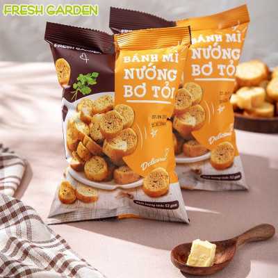 Snack Bánh Mì Nướng Bơ Tỏi FRESH GARDEN Qùa Tặng Loại Đặc Biệt Hương Vị Ngon Tuyệt Gói 52g