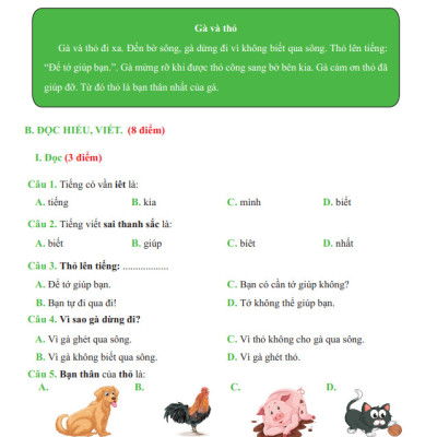 Đề Kiểm Tra Tiếng Việt 1 - Tập 1 - Cánh Diều