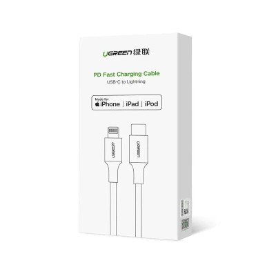 Ugreen UG60759US304TK 1M Màu Đen Cáp USB Type C ra Lightning Dây bện nylon - HÀNG CHÍNH HÃNG