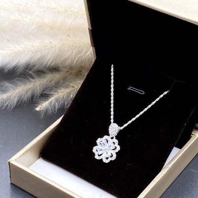 Dây Chuyền Bạc 925 Kiểu Dây Xoắn Kép Cỏ 4 Lá May Mắn Chính Hãng Bạc Hiểu Minh DMD516