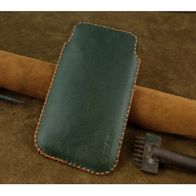 Bao Da Túi Rút dành cho Samsung Galaxy Note 10 plus Da Bò Hạt Màu Xanh Rêu