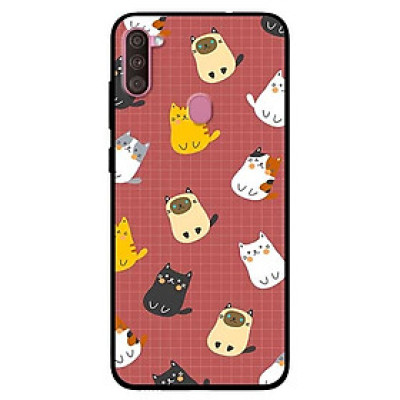 Ốp lưng dành cho Samsung A11 mẫu Mèo Nền Nâu