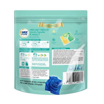 Combo 10 túi viên giặt Maxpure hương Huyền Thoại tặng 1 túi viên giặt hương Huyền Thoại