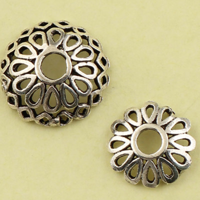 Combo 10 cái charm bạc chụp hạt, bọc hạt họa tiết hoa văn giọt nước - Ngọc Quý Gemstones