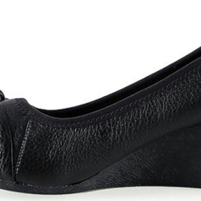 Giày Nữ Da Bò 5 Phân Huy Hoàng HT7942 - Đen