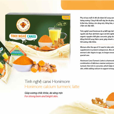Tinh Nghệ Canxi Honimore (160g) 3 trong 1 - 10 gói Thơm ngon, dễ uống