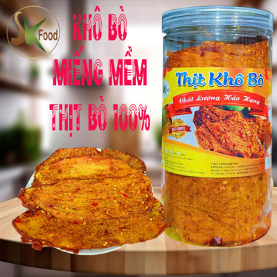 LOẠI ÍT CAY THỊT BÒ KHÔ DẠNG MIẾNG MỀM THƯƠNG HIỆU SK FOOD - TỔNG 2 BỊCH 1 KG