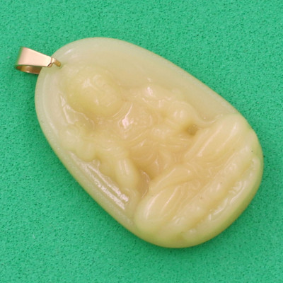 Mặt dây chuyền Đại Thế Chí Bồ Tát thạch anh vàng 4.3cm - phật bản mệnh tuổi Ngọ