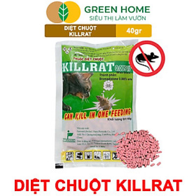 Thuốc Diệt Chuột Greenhome, Killrat, Bao 40gr, Thế Hệ Mới, Hiệu Quả, Diệt Cả Đàn, Giúp Nhà Sạch Sẽ, Bảo Vệ Vườn
