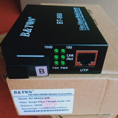 Convector 1 sợi SC singlemode 1G- 20km -1550/1310nm-mã BT-950GS-20B. Hàng chính hãng
