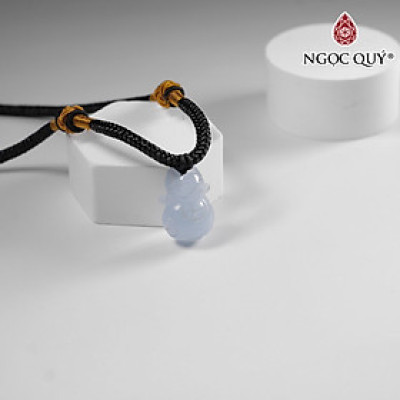 Mặt dây chuyền mèo thần tài đá Aquamarine 14x19mm mệnh thủy, mệnh mộc - Ngọc Quý Gemstones