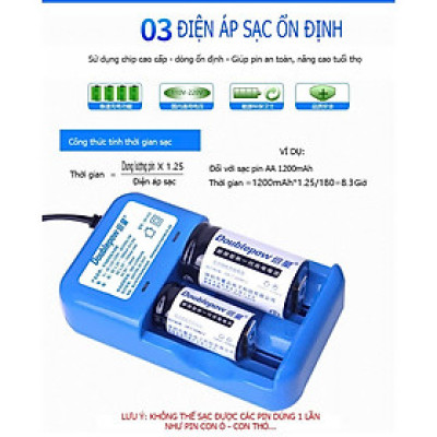 cách Sạc Mọi Loại PinAA-AAA, 9V, PinĐại Với Bộ Sạc Thông Minh Doublepow