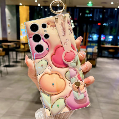 Ốp Lưng Cho Samsung S25 ULTRA / S24 Ultra / S24 PLus / S23 Ultra / S23 PLus Hoa 3D Kim Tuyến Đính Đá Có Dây Xỏ Tay Và Làm Gía Đỡ - Bum Store Galaxy Case