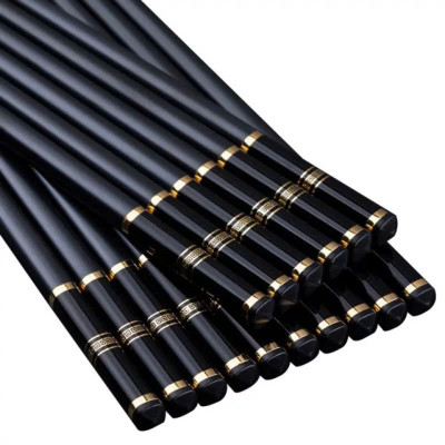 Bộ 10 Đôi Đũa Hợp Kim Sang Trọng- Màu Vàng Đen - Hàng chính hãng 