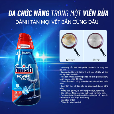 Gel rửa bát Finish All in 1 max Shine & Protect Dishwasher Gels 1000ml QT2824