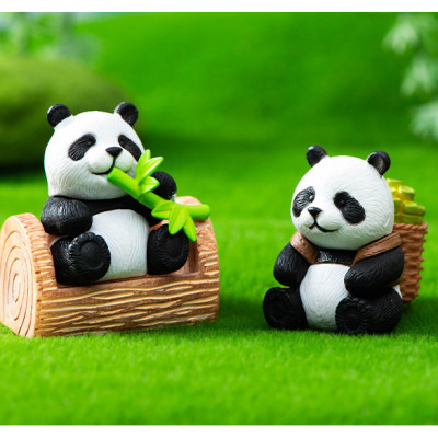 Mô Hình Gấu Trúc Mimi Bộ 8 Trang Trí Decord Ô tô Bánh Kem Tiểu Cảnh_ Hàng chính hãng