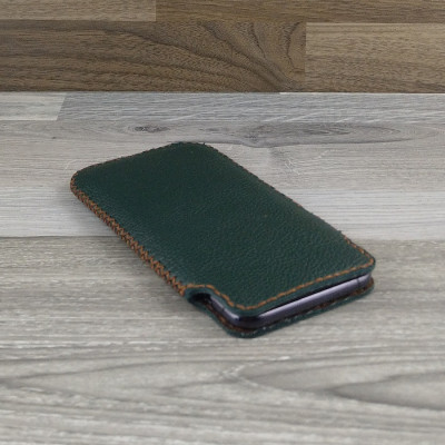 Bao Da Túi Rút dành cho Samsung Galaxy Note 10 plus Da Bò Hạt Màu Xanh Rêu