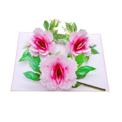 Thiệp 3D Hoa Mẫu Đơn Hồng Thanh Lịch – Thiệp Pop Up Cao Cấp, Tặng Sinh Nhật, Kỷ Niệm, 8/3, 20/10, Lễ Tình Nhân, F41