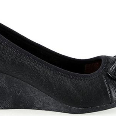 Giày Nữ Da Bò 5 Phân Huy Hoàng HT7942 - Đen