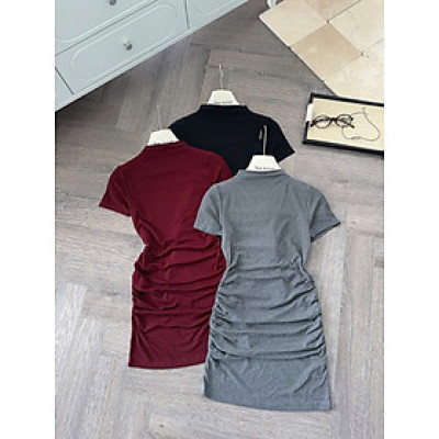 Váy thun ôm body nhún eo đơn giản tôn dáng