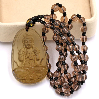 Vòng cổ Đại Nhật như lai thạch anh khói 5 cm