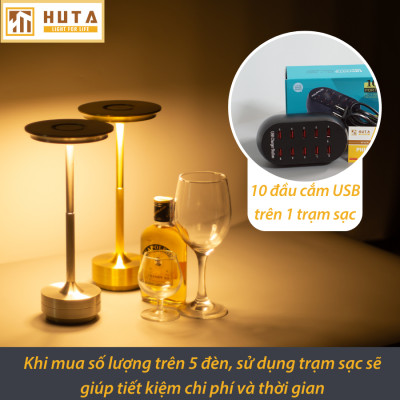 Đèn Led Quầy Bar Bàn Ăn Nhà Hàng HUTA AL4 Cảm Ứng Pin Sạc Tích Điện USB Điều Chỉnh Ánh Sáng Vàng Trang Trí Quán Cà Phê Lounge Sự Kiện