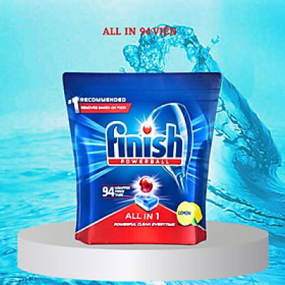 Túi 76 viên rửa chén Finish All In 1 Max Dishwasher Tablets Baking Soda QT04590