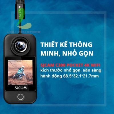 Camera hành trình SJCAM C300 Pocket 4K 30FPS WiFi 5GHz/2.4GHz - Máy quay hành động màn hình cảm ứng, kháng nước 30M - Hàng nhập khẩu