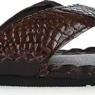 Dép nam da cá sấu Huy Hoàng kiểu đan màu nâu đất HT7230