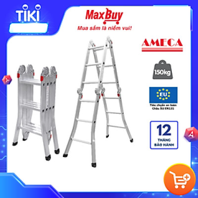 Thang nhôm gấp đa năng 4 khúc  Ameca chân choãi - 1m8 - 2m3 - 2m9
