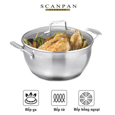 Nồi luộc gà inox 304 cao cấp Scanpan Impact 8.5L/32cm - 71553200, dùng bếp từ, máy rửa bát | Hàng chính hãng