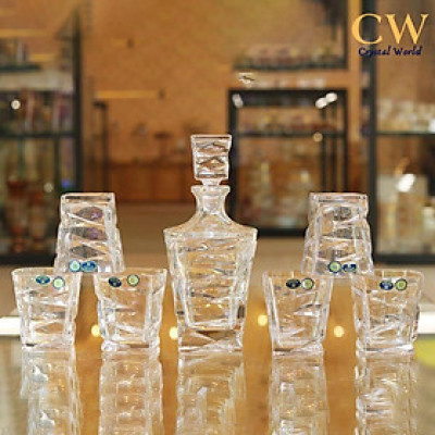 Bộ Bình Ly Rượu Mạnh Whisky Pha Lê Tiệp Khắc Crystal Bohemia 59418 Cao Cấp