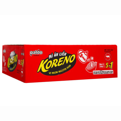Thùng 30 Gói Mì Ăn Liền Koreno Vị Bò Cay 75g