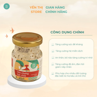 (Tặng muỗng gỗ đơn 450k)Yến Thị- Chưng Hạt Chia-Hũ Chưng Sẵn-30% Yến-70ml