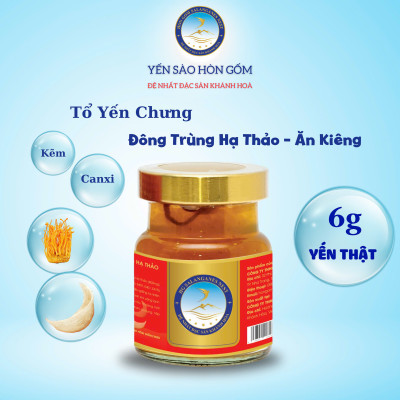 [Set QT 6 Hũ] Tổ Yến Chưng Đông Trùng Hạ Thảo (Ăn Kiêng) - Yến Sào Hòn Gốm Chính Hiệu Khánh Hoà - HGK NEST