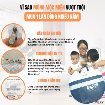 Màn Chụp Đỉnh Chóp Cao Cấp Mộc Miên - Kích Thước  1,8mx2m ( hình thật )