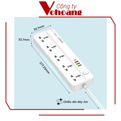 [Mỹ] Ổ cắm điện Energizer đa năng 5AC kèm 3USB-A và 1USB-C sạc nhanh PD (max PD 20W) - Energizer EPB2501EU