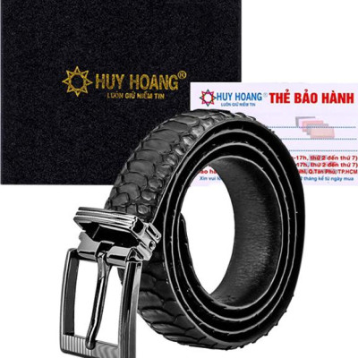 Thắt Lưng Nam Da Trăn VIP Đầu Kim Huy Hoàng HT4327 - Đen