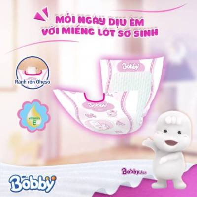 Miếng Lót Bé Sơ Sinh Bobby Newborn 2 ( NB2 60 ) 60 Miếng Cho Bé Lớn Hơn 1 Tháng - Tã Lót Trẻ Sơ Sinh NB 2 > 1 Tháng