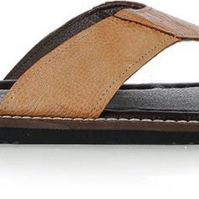 Dép nam da đà điểu Huy Hoàng màu vàng bò HT7415