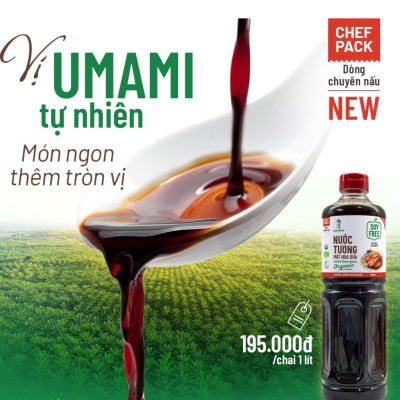 Nước tương mật hoa dừa Sokfarm - Chai 1L Dòng chuyên nấu ăn, không từ đậu nành, giảm 50% lượng muối