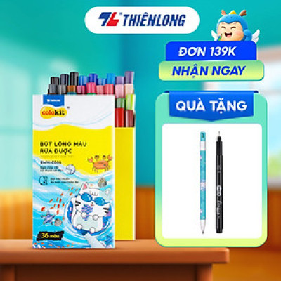 Bút lông màu Fiber Pen 36 màu Thiên Long Colokit rửa được tiêu chuẩn Châu Âu an toàn sử dụng tô màu, vẽ tranh SWM-C006